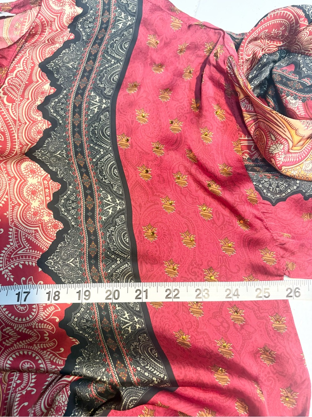 intricately printed red kaftan featuring traditional paisley maxi dress lounge - Picture 8 of 12